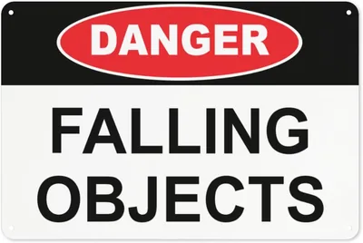 Danger Falling Objects Metal Sign, 8x12 Inch