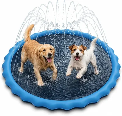 Jsdoin Hundepool 100 cm Spritzkissen, Klappbares Wassermatte für Hunde, Dickes Wasserspielzeug für Kühlung im Freien