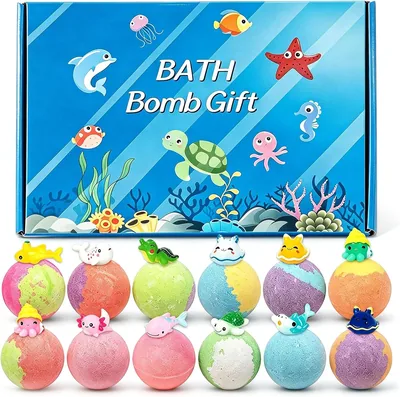 Bath Bombs for Kids 12 Stk - Geschenk für Kinder | Überraschungsset, Perfekt für Badezeit