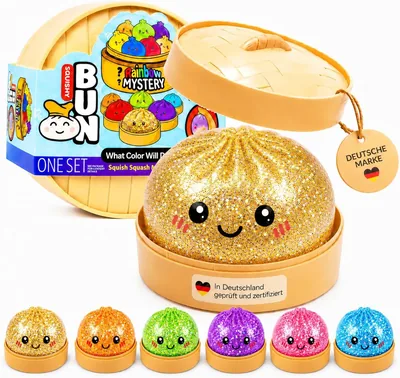 Squishy Dumpling Mystery Original Toy Set - Guldglitterade Bohnorlar Anti-Stress
