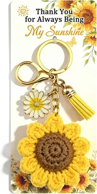 Sunflower Crochet Keychain - Sunshine Gift for Women