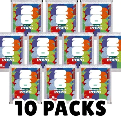 10x Panini World Cup 2026 Sticker-Set - 10 verschlossene Beutel mit 70 Sammeln für Fußballfans & Sammler + Hör