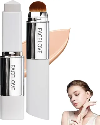 Facelove Foundation Stick mit Pinsel, 2026 Facelove Wechselbare Foundation Duo mit SPF 15, 12 Stunden Halt und Natürlich, Feuchtig