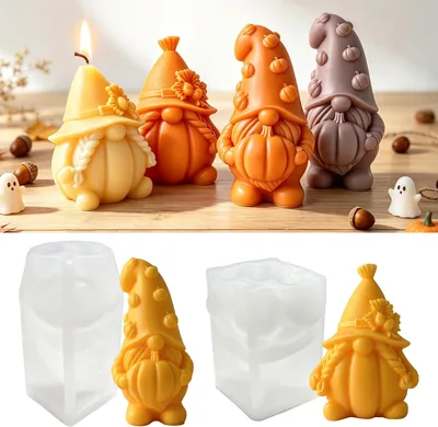 TZEKING 2er-Set Silikon-Massen für Kerzen, Kürbis, 3D Halloween-Kerzenformen aus Silikon