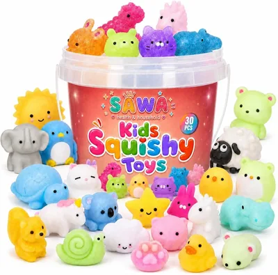 SAWA Mochi Squishy Toys, 30 Pcs Animal Mini Squishies