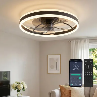 IEGLED Plafond Ventilateur avec Lumière et Télécommande, Lumière de Plafond LED APP Contrôlable, Ajustable 3000K-6000K, Silencieux - Meilleures Offres
