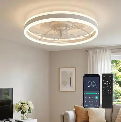 LED Deckenventilator mit Beleuchtung IEGLED, Deckenlampe mit Fan und Fernbedienung sowie App-Steuerung, 3000 K - 6000 K, leise LED