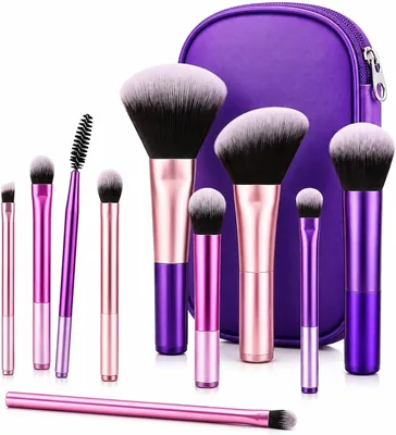Kit com 10 Pincéis de Maquiagem Profissionais - Cerdas Macias para Múltiplos Usos