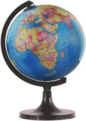 World Globe on Stand, Blue Political Map