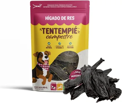 Tentempié Premios para Perro de Hígado de Res Deshidratado, 80 g | Campestre: Snacks Naturales para Perro