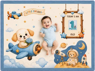 NEW COMERS® बच्चे का मिलान्स ब्लैंकेट | 1 से 12 महीने के लिए अतिरिक्त नरम फ्लीस | सर्वश्रेष्ठ फोटोग्राफी पृष्ठभूमि प्रप | आकार - 55 इंच | 40% ऑफ़