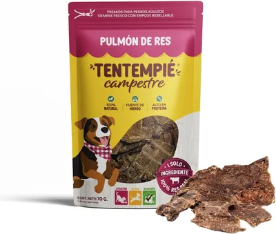 Tentempié Premios para Perro de Pulmón de Res Deshidratado, 70 g | Campestre: Snacks Naturales 100% para Perro