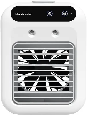 USB Mini Luftkühler mit 500 ml Wassertank - Leiser Tischventilator mit Kühlung für 10 Stunden und Luftbefeuchtung