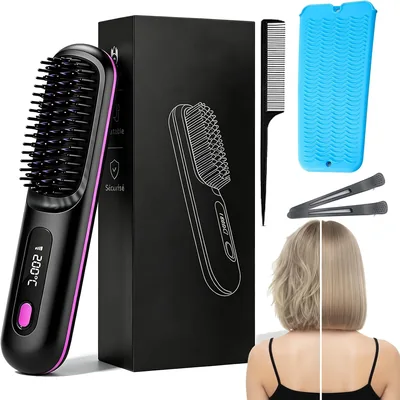 Ciriel Airbrush Pro Drahtlose Stylingbürste, Iloe Drahtlose Volumenbürste für Kurzes und Feines Haar, 3 Temperaturstufen Negativ