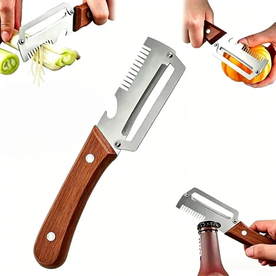 キッチンペーラー、ジュレンヌ＆スライサー、3in1 多機能野菜皮むき器、ボトルオープナーにもなる