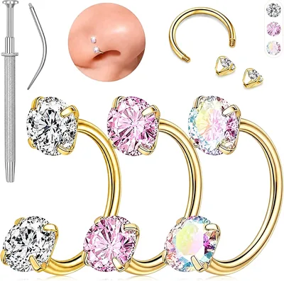 Mantveil 3Pcs Titanium Horseshoe Nose Ring Set 20G 6mm 7mm 8mm | Best Deal