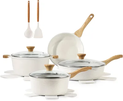 SENSARTE 13-Piece Nonstick Cookware Set White