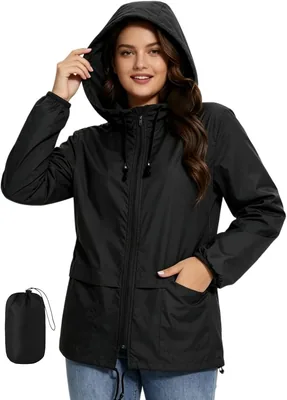 Packable Rain Jacket Women Lightweight Hooded Impermeable Femme Best Deal
