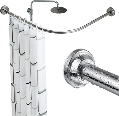 (90-130CM × 90-130CM) Stretchable L Shaped Shower Curtain Rod