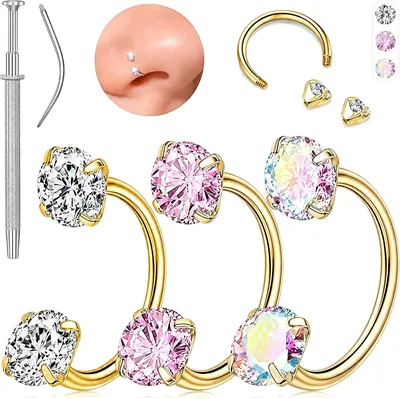 Mantveil 3Pcs Titanium Horseshoe Nose Ring 50% Off