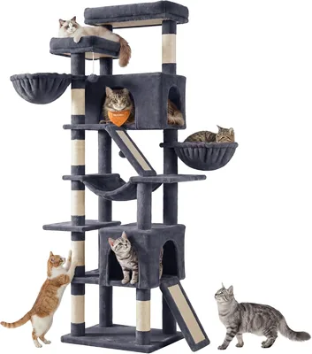 Feandrea Cat Tree 55x45x205cm Dark Grey Activity Tower Best Deal