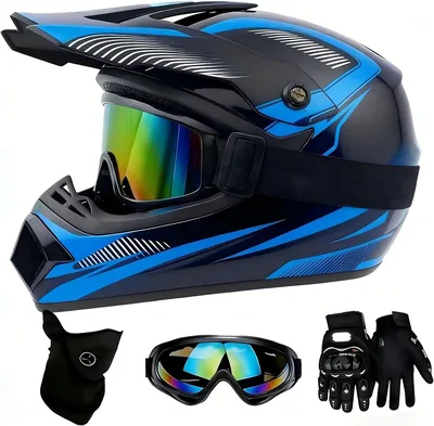 Kids Motorbike Helmet Set - Full Face MTB Dirt Bike