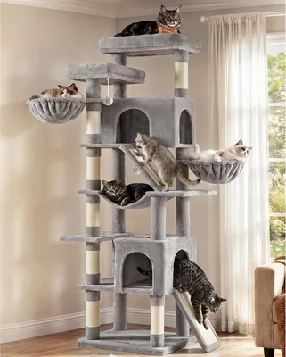 Albero per Gatti Feandrea XXL, 7 Zone di Riposo, Grigio Taupe, 206 cm | Offerta Imperdibile -81%