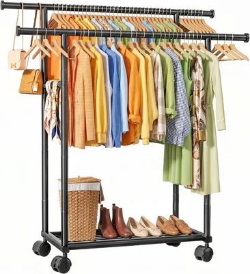 Sakugi Double Rod Clothing Rack - Black