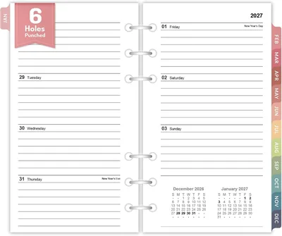 Forvencer A6 Planner Inserts 2027 Refills