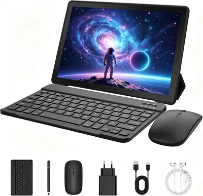 MUTSAY Tablet 10 Zoll Android 16GB Tablets PC mit Schutzhülle Tastatur Maus Stifte Kopfhörer Netzteil Kabel 20GB RAM 64GB