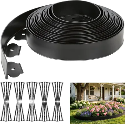 Skiftbar gardbord - 10 m flexibel plastik bord med 50 grunda spiker