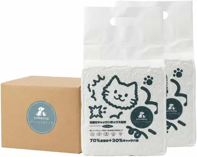 PETLINKSHOP カット用トイレ 2.6ガロン（12L）、11.0ポンド（5kg）、セット2袋、カサバブレンド、植物由来、強力な消臭