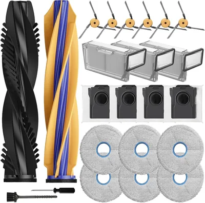iRobacc X60 Ultra Accessori för Dreame X60 Max Ultra/X60 Ultra, 2 huvudborster, 6 sidan borster, 4 räkningar, 3 HEPA filter