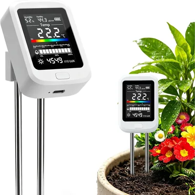 Mcbazel 6 in 1 Metro per Terreno, Misuratore di pH del Suolo, Umidità del Suolo, Termometro del Suolo, Fertilità del Suolo, Metro della Luce Solare e Ambientale