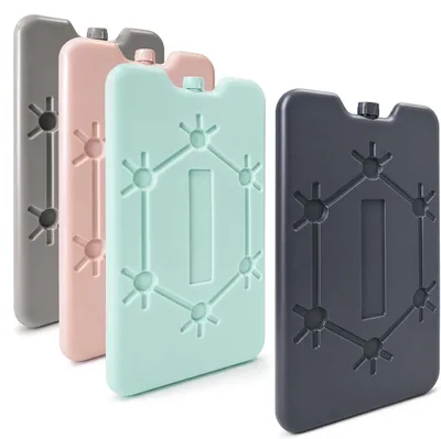 com-four® 4er Set Ultra Flache Eispackungen - Platzsparend und ideal für Kühlbox und Coolbag, Kühlelemente in Trendoptik