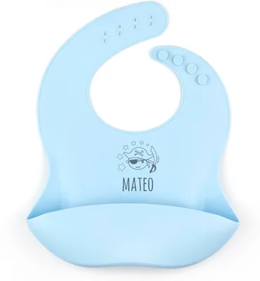Bibs de Silicona Mi Pipo Personalizados con Nombre | Silicona de Calidad Alimentaria, Libre de BPA, Bolsillo para Recoger la Babita, Resistente al Lavavajillas
