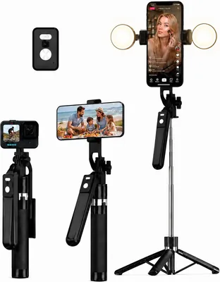 Tripie para Celular E T EASYTAO con Doble Luz y Rotación 360°, hasta 170cm | Selfie Stick