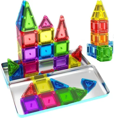 Mini Magnetic Tiles Travel Set - 36 Piece Building Puzzle for Kids
