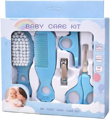 Baby Care Kit, 6-Piece Grooming Set - Blue