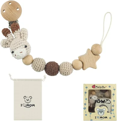 Cadena de Clip con Clip de Madera, juguete para la dentición antipérdida para bebés, calmante seguro (115) Portachu - Best Deal