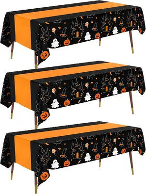 Pureegg Halloween Tablecloth 3 Pack - Pumpkin Ghost Design