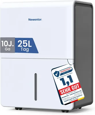 Newentor Elektrische Feuchtigkeitsentfeuchter, 25 L Profi, Raumfeuchtigkeitsentfeuchter Elektrisch, Feuchtigkeitsentfeuchter für Zuhause, 215 m²