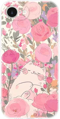 Cute Cat Flowers Phone Case for iPhone 16e/ 17e