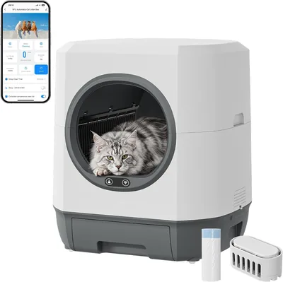VFU Katzenkorb Selbstreinigend 90 L Katzenkorb für Mehrkatzenfamilien | Automatisches Katzenkotzbox App-Steuerung, Geruchsstopp