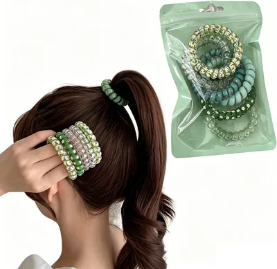 EKIND Spiral Hair Ties 6pcs Green Gradient - Best Deal