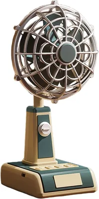 Vintage Portable Rechargeable Desk Fan | Portable Fan for Office Bedroom Bedside Makeup Travel Campe