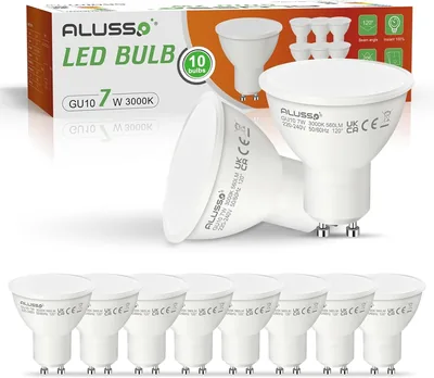 ALUSSO GU10 LED Warm White 7 W Lampe, 3000 K Warmweiß, Packung mit 10 | 560LM ersetzt 70W, 120° Strahlwinkel, nicht dimmbar