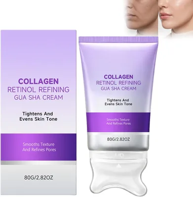 Crema Facial con Gua Sha, Hidratante con Colágeno y Retinol para Reafirmar la Piel del Cuello - 48% de Descuento