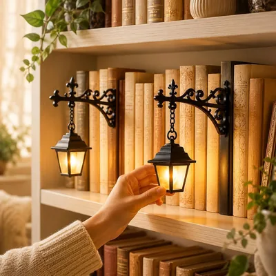 Aukojoy Linterna de biblioteca decorativa, luz nocturna LED para rincón de lectura, lámpara de estantería