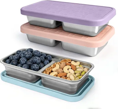 LunchBox3Pack - Reusable Stainless Steel Snack Containers for Kids